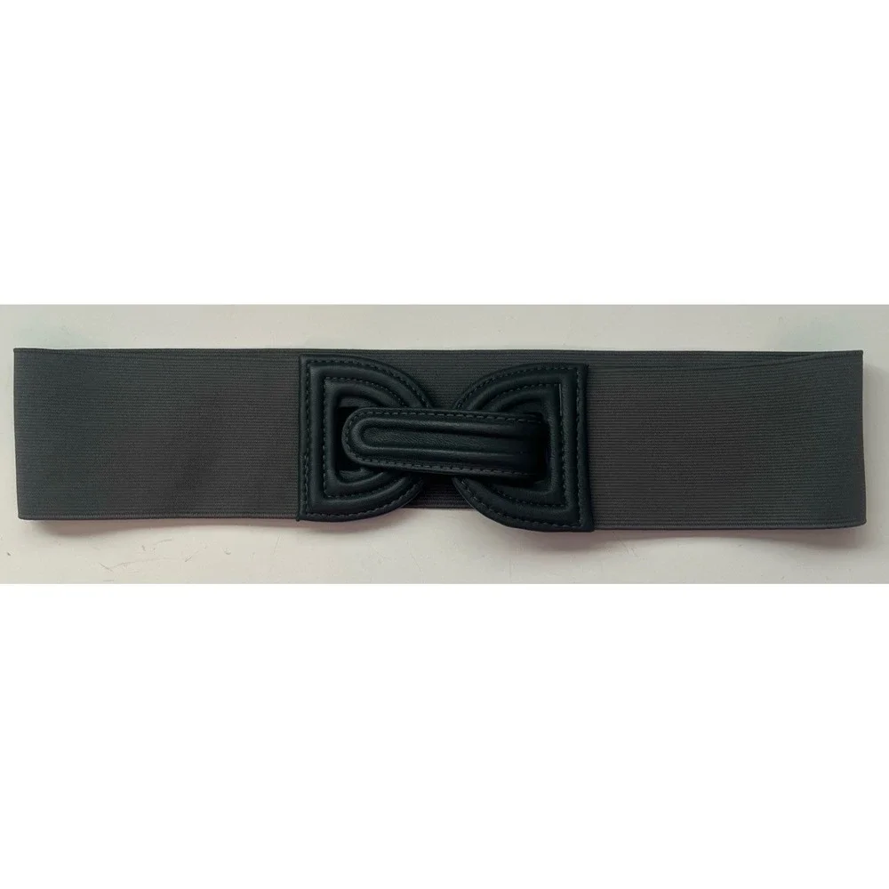 Alice & Olivia Stretchy‎ Grey Gray Clip Belt Size Medium Y2K Retro Look